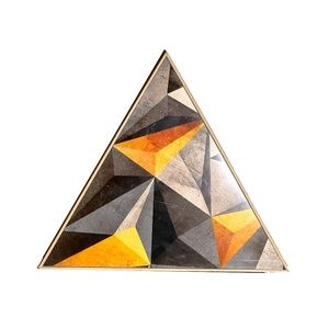Gray triangle-shaped wall art for decoration.